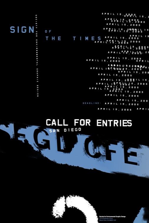 SEGD Sign of the Times call-for-entries poster, blue variation