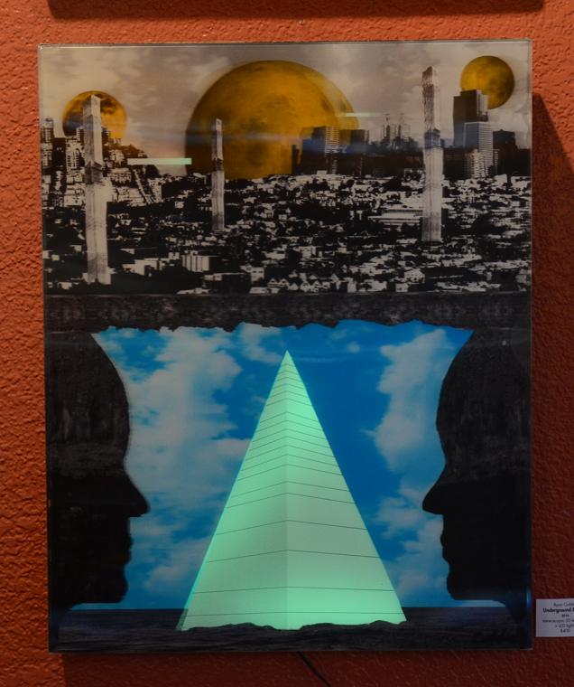 Anaglyph canvas by Coldie installed on a gallery wall
