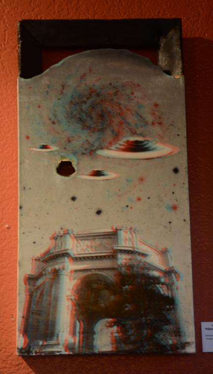 Anaglyph canvas by Coldie installed on a gallery wall