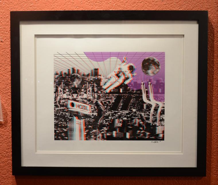 Anaglyph canvas by Coldie installed on a gallery wall