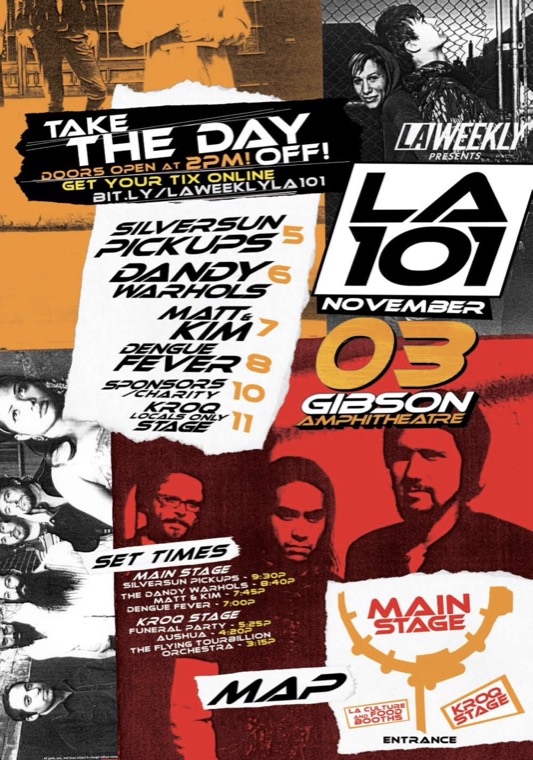 LA 101 concert guide set times and map