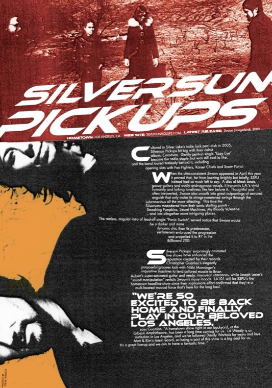 LA 101 concert guide page on Silversun Pickups