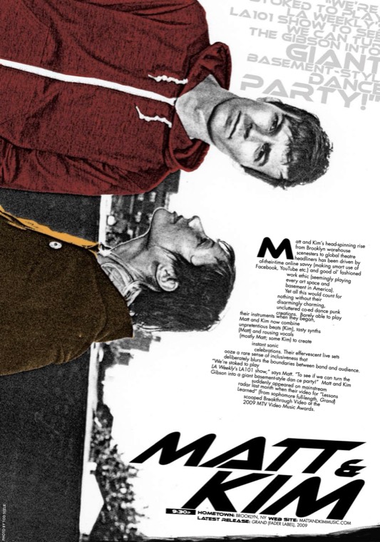 LA 101 concert guide page on Matt & Kim