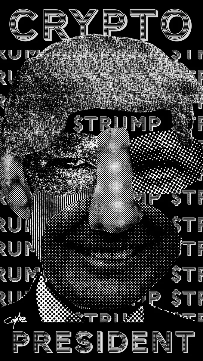 Donald Trump - Decentral Eyes - Crypto President Variant — 1/1 digital artwork by Coldie (2025)