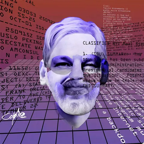 Julian Assange - Decentral Eyes - Variant 01 — 1/1 digital artwork by Coldie (2020), Decentral Eyes series